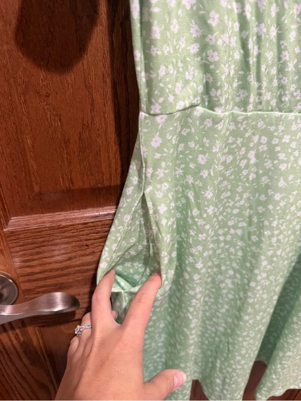 Light Green Floral Wrap Dress - Women - Image 3