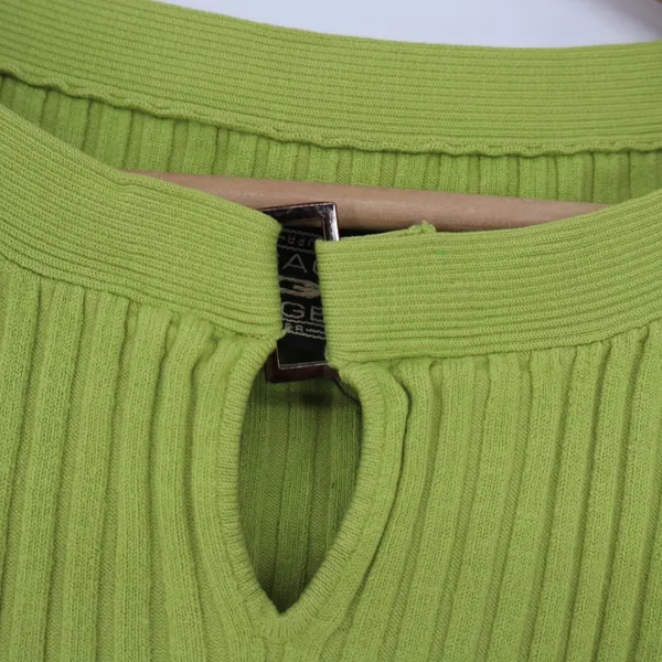 Baggage JPR Top Womens Small Ribbed Keyhole Buckle Lime Green 3/4 Sleeve Good - Image 3