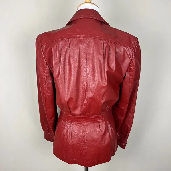 Vintage WINLIT Leather Jacket Womens Small M Red Rust Mod Gogo Hipster 1960s‎ 13 - Image 5