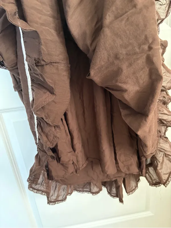 Anthropologie Puff Sleeve Scoop Neck Tiered Maxi Dress Size Large - Image 6