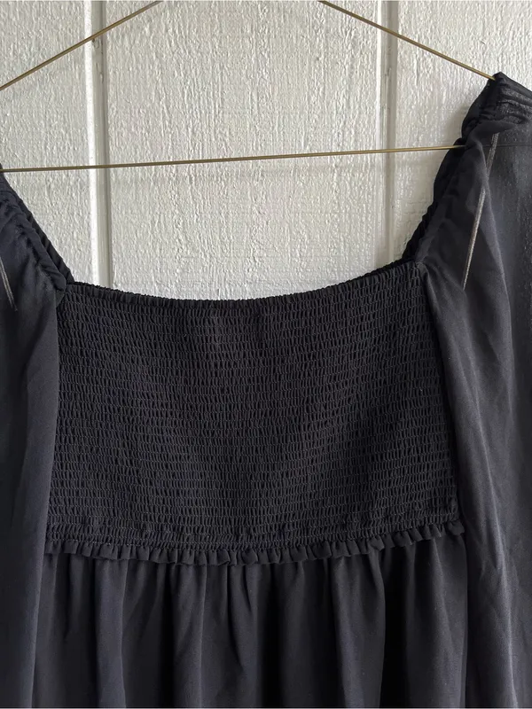 Aritzia Wilfred Tempest Mini Dress Smocked Chiffon in‎ Black Size S - Image 6