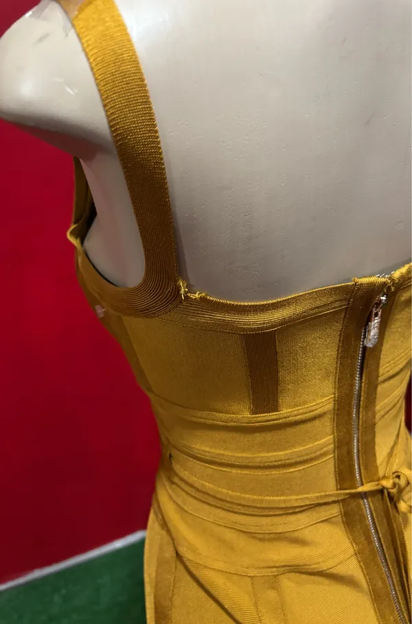 House of London /cb Mustard Yellow Bandage Bodycon Dress - Image 5