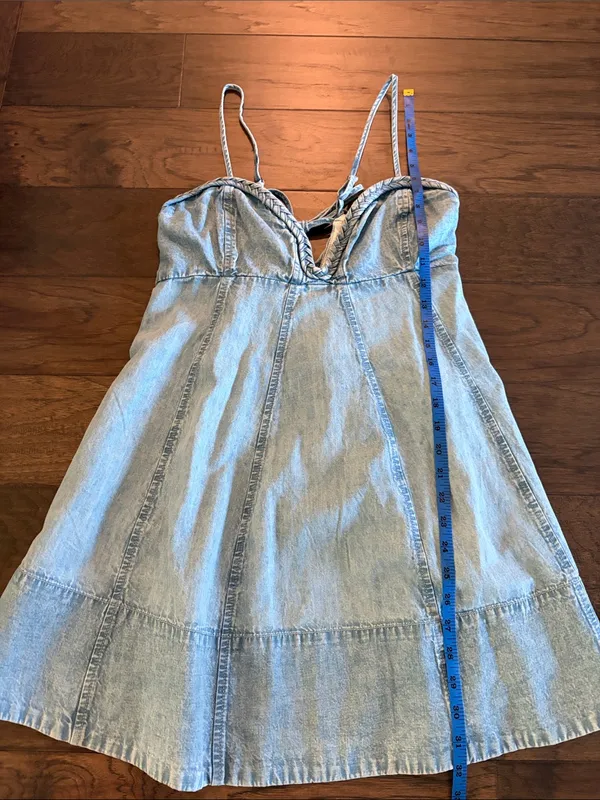 New With Tags Free People Altura Denim Mini Dress Sz M - Image 7