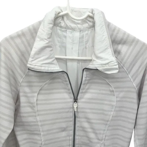 Lululemon Womens Twin Stripe Nimbus Full Zip Blissed Out Jacket White Gray Small - Image 2