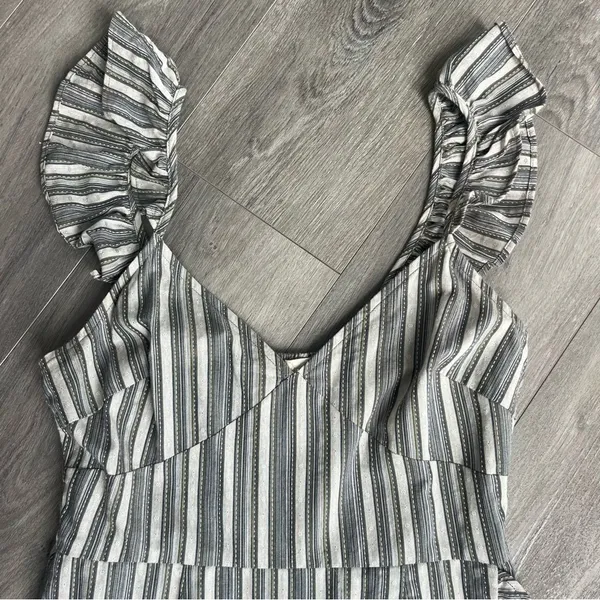 Altar'd State Green Striped Ruffle Sleeveless Mini Dress, Size M - Image 3