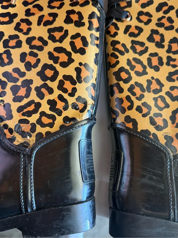 Coach Leopard Print Winter Rain Boots - Black & Tan 7 - Image 10