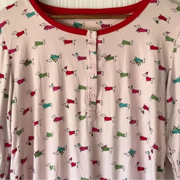Kate Spade · Medium · Dachshund Print Pajama Top · Pink · Red Trim · Soft Knit - Image 4
