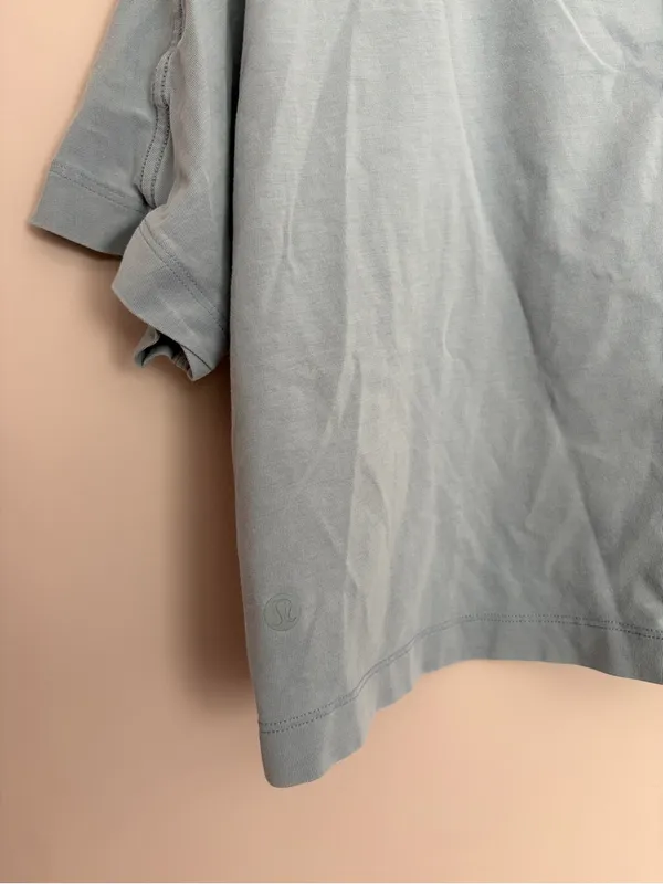 Lululemon Check the Box Short Sleeve Cropped Pocket Shirt Dusty Blue - Image 4