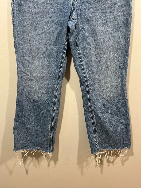 J. Crew Demi Boot Cut Cropped Raw-Hem Jeans in Medium Blue Size 29 - Image 3