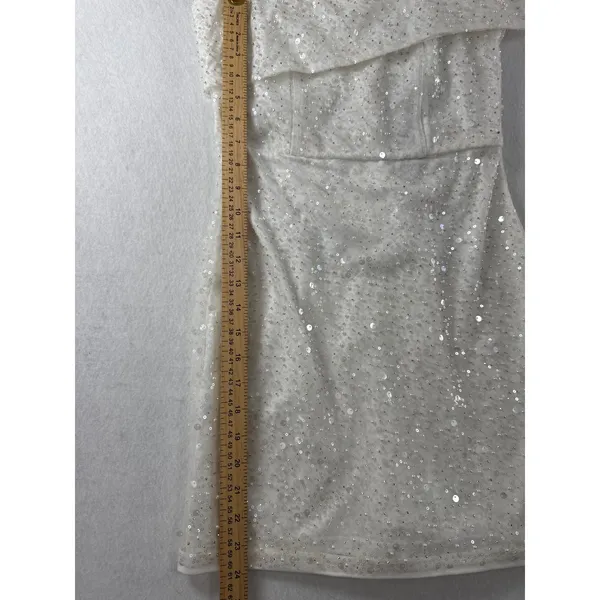 Lulus White‎ One Shoulder Sequin Pearl Embellished Mini Dress NWT Size S - Image 8
