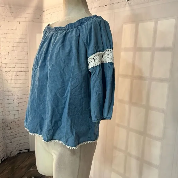 🔥🔥5 for $25🔥🔥 Joes jeans denim chambray off the shoulder blouse - Image 4