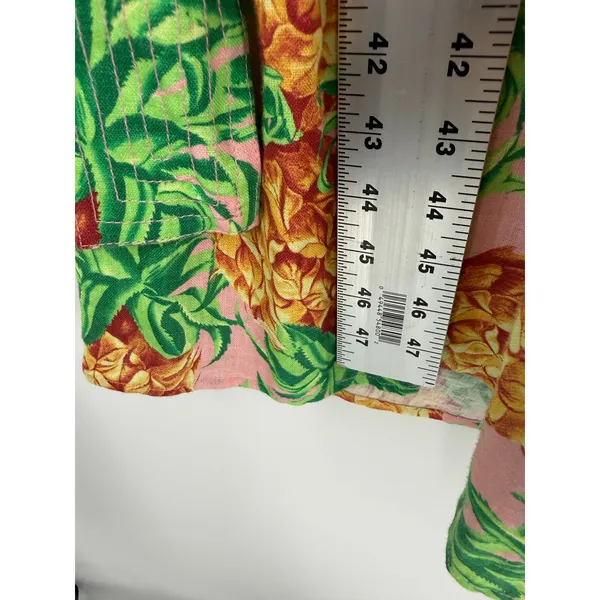 Farm Rio Pineapple Garden Linen Dress Off Shoulder Puff Sleeve Midi M Tropical - Image 6