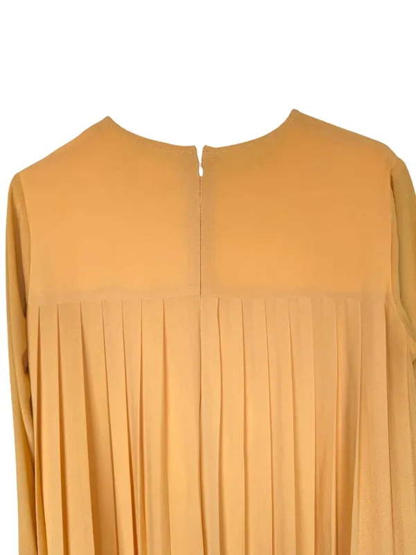Rachel Parcell Yellow‎ Gold Pleated Long Sleeve Dress Sz M - Image 5