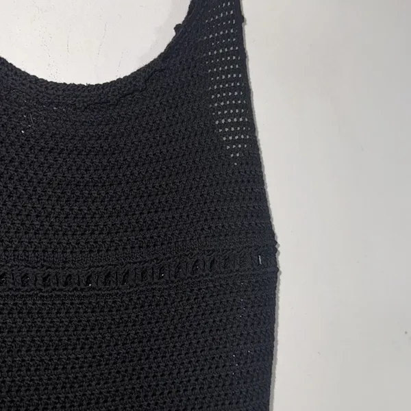 Wilfred black dress loose knit crochet small cotton maxi midi Aritzia - Image 6