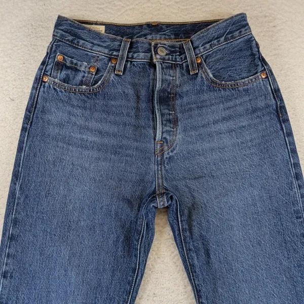 Levis Premium 501 Original Straight Leg Jeans Med Wash W25 L32 Rigid 100% Cotton - Image 7