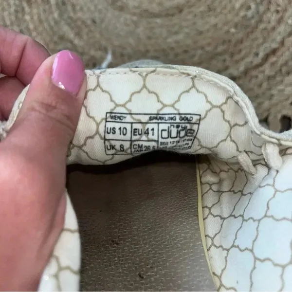 Hey Dude Wendy Sparkling Gold Beige Slip On Shoes Women's Size 10 - Image 4