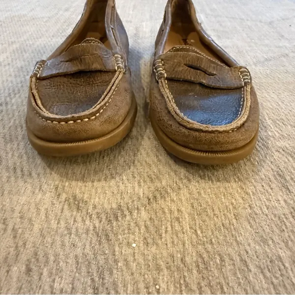 BED STU Tan Brown Distressed Leather Penny Loafers Moccasins 7 - Image 3