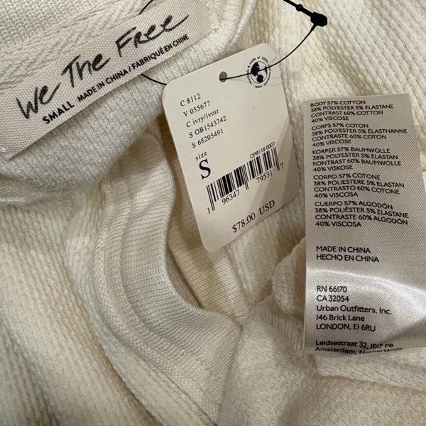 We The Free Mikah Layering Thermal Top Ivory Red Mixed Media Cuff Boho Small NEW - Image 8