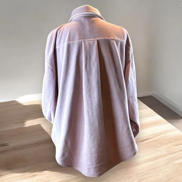 Bibi Women's Fleece Jacket Light Pink Mauve Oversized‎ Relaxed Fit SM Pockets - Image 5