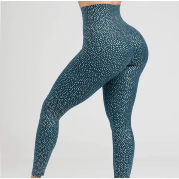 Buff Bunny Rosa pocket legging "Bossy" print Nile blue size medium - Image 2