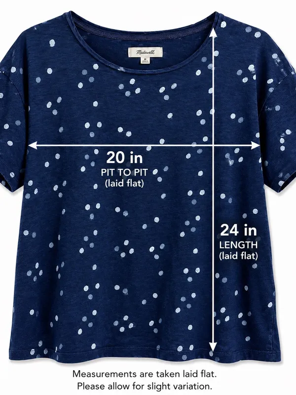 Madewell Navy Blue Polka Dot Linen Blend Short Sleeve Tee Women’s Medium - Image 4