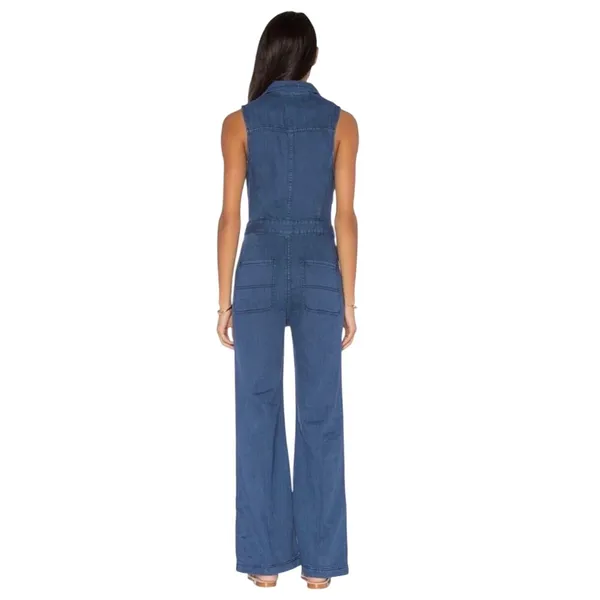 NWT FREE PEOPLE Women’s Wind and More Retro Denim Zip front Jumpsuit - Image 2