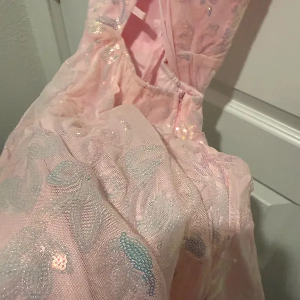 Formal Pink Sequined Embroidered Dress - Image 8