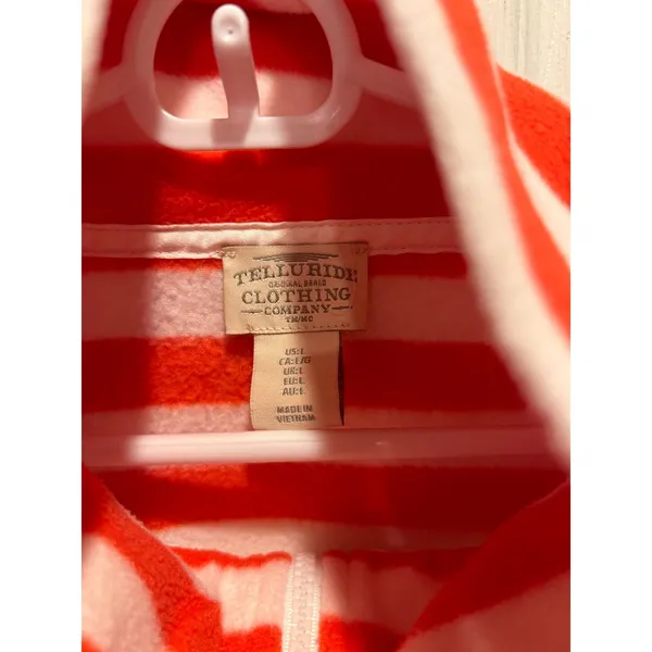 Telluride Clothing Co Women Pink Orange Striped Fleece Quarter Zip Pullover L - Image 7