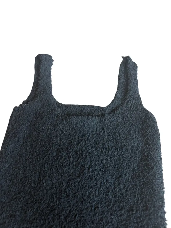 Skims Cozy Knit Fuzzy Teddy Sherpa Tank Top Black Onyx Stretch Size XS Women's - Image 11