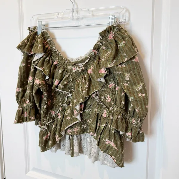 Free People Milkmaid Peasant Top Medium‎ Cottagecore Woodland Fairy Boho Forest - Image 2