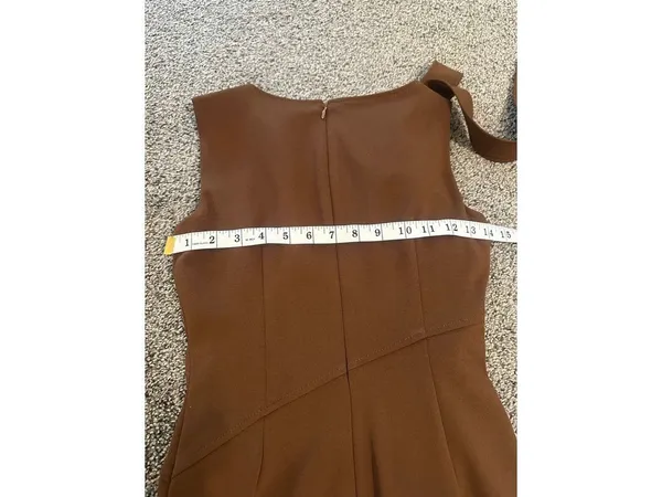 Calvin Klein Brown Bow Shoulder Midi Dress Size 2 - Image 13
