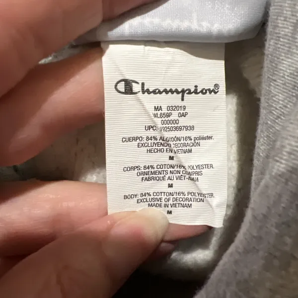 Champion Reverse Weave‎ Gray Hoodie Sweatshirt Logo Athleisure Sporty - Image 9