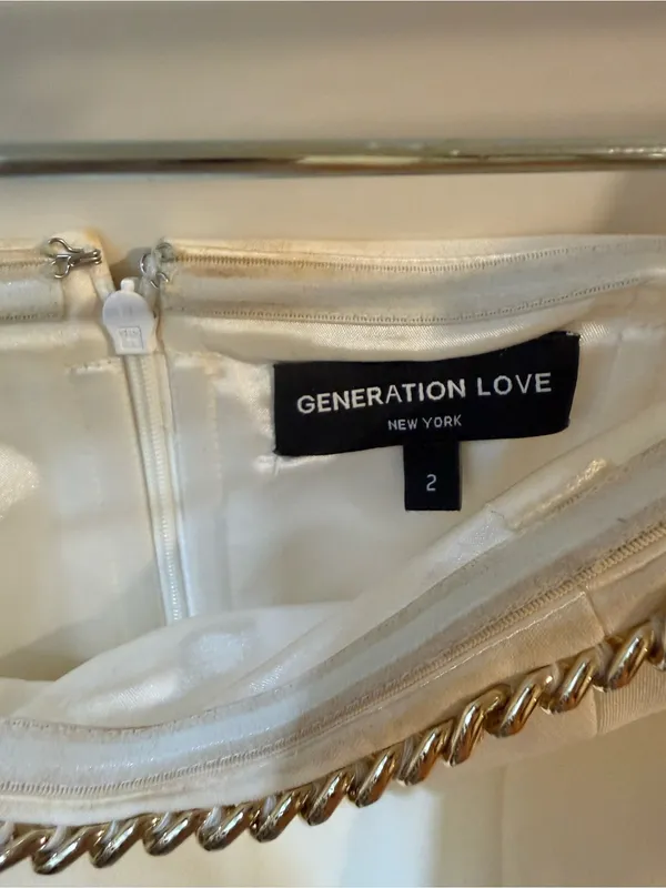 Generation Love White Strapless Romper with Gold Chain Trim - Image 7