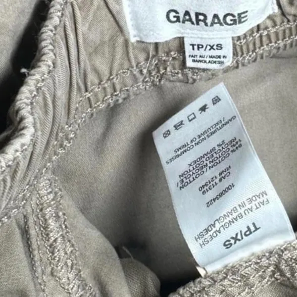 Garage Cargo Jogger Pant Size XS Taupe Khaki Utility Performance Bleach Stained - Image 6
