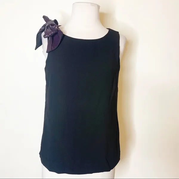 J. Crew drapey tank w sequin‎ bow shoulder detail - Image 8