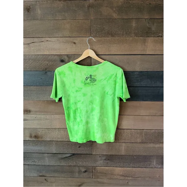 Vintage Harley Davidson Chicks Rule Lime Green Tie Dye Baby Tee - Image 4