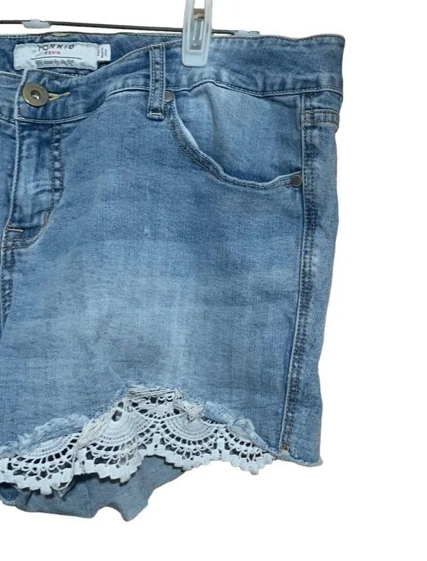 Torrid Shorts Womens 18 Blue Stretch Lace Hem Distressed Cutoff Bottoms Ladies - Image 2