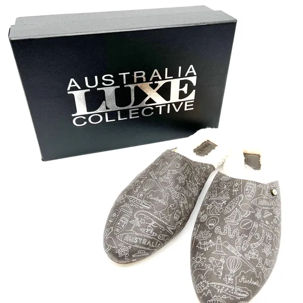 NEW Australia Luxe Collective Womens‎ 10 Marcos Mule Gray Leather Shearling - Image 2