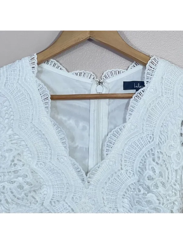 Lulus Lace Boho Dress XS Wedding Shower Rehearsal Bachelorette White Princess - Image 6