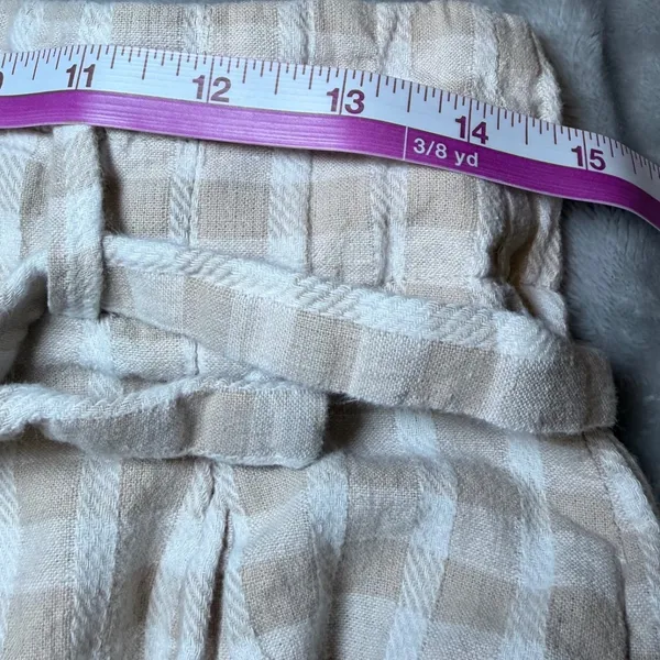 Zara Womens Size Large Beige Gingham Paperbag Waist Linen Blend Shorts Tie Belt - Image 9