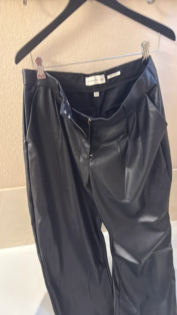 Abercrombie Black Vegan Leather Curve Love Trousers - Image 5