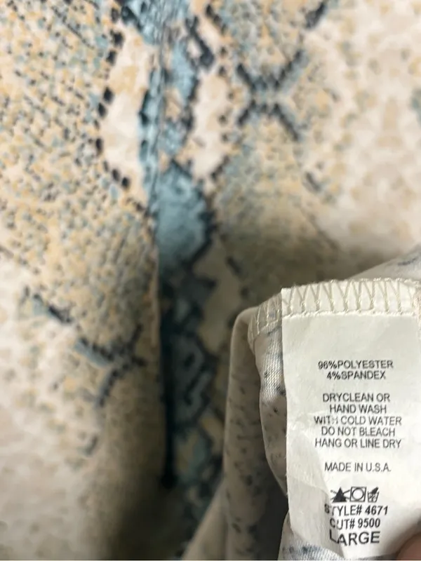 Entro tan and blue snakeskin print shift dress size large - Image 6