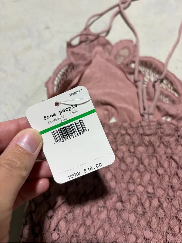 Free people intimately NWT Lace Bralette Pink large MSRP$38 - Image 6