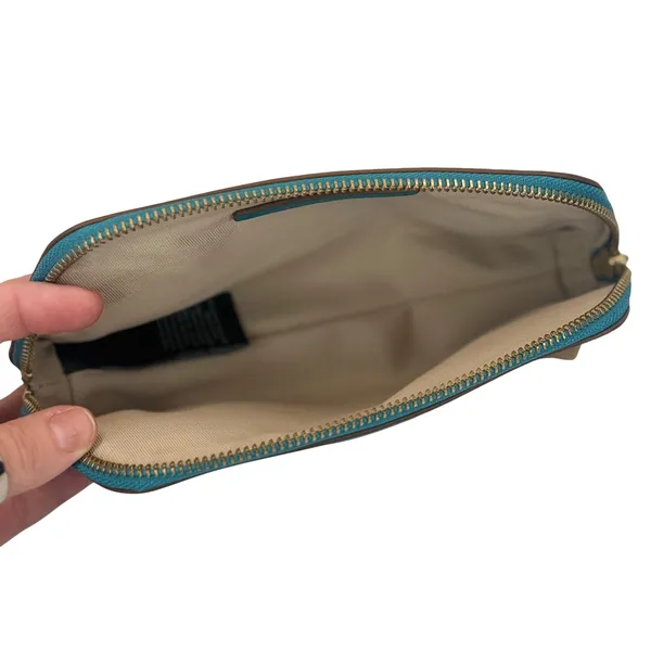 Lauren Ralph Lauren Teal Cork Cosmetic Bag Makeup Pouch Zippered‎ Organizer - Image 4
