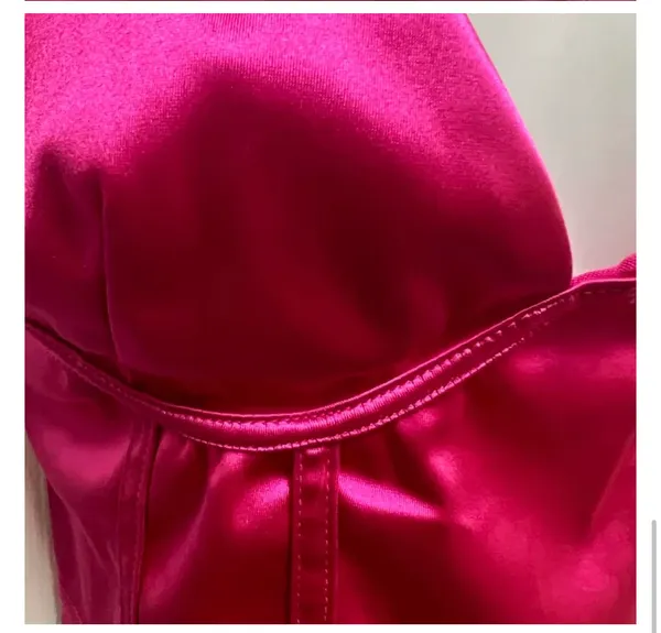UNBRANDED Hot Pink Satin Corset Crop Top - Image 6