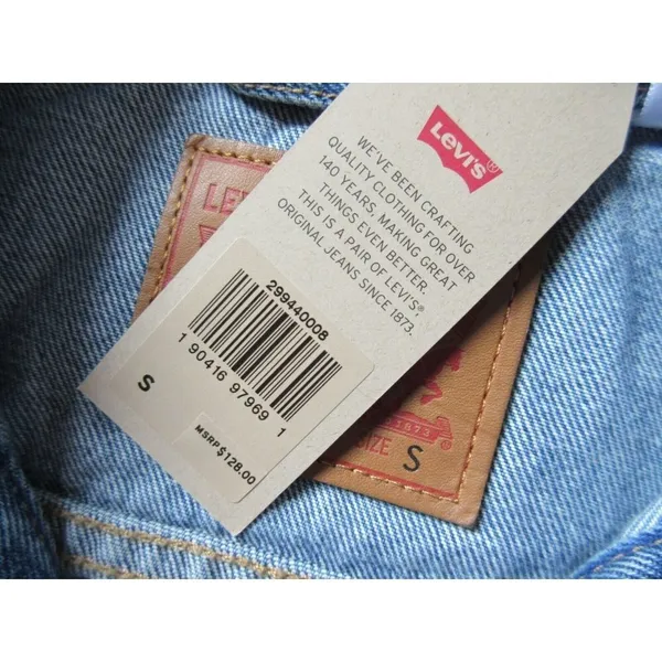 NWT Levi's Ex-Boyfriend Trucker Indigo Memory Embroidered Palm Tree Jacket S - Image 9