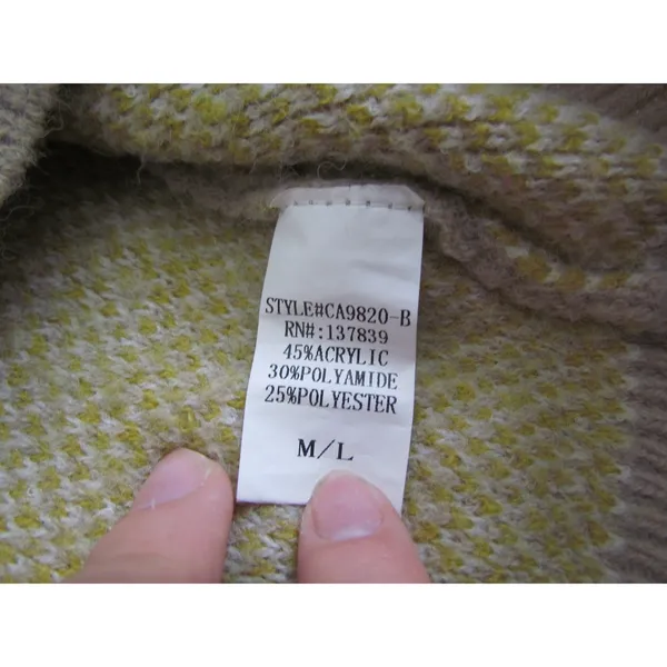 Debut‎ Floral Daisy Knit Sweater M/L Beige Crew Neck Boho Cottagecore CA9820-B - Image 4