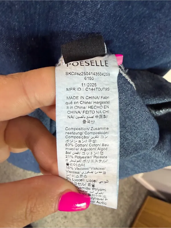 Poselle Denim Open Back Maxi Dress Size L Cotton Blend Sleeveless A-Line Dress - Image 10