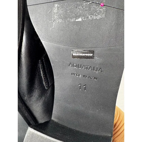 Aquatalia Josette Black Nappa Leather Heeled Loafers Moccasins Size 11 - Image 4