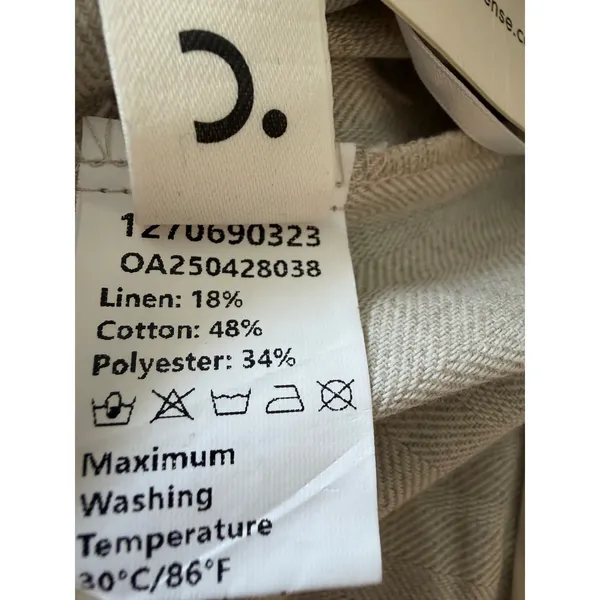 Commense NWT Herringbone Wide Leg Pants Women Small Beige Linen Blend Pleated S - Image 11